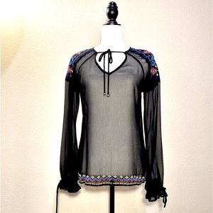 Pepe Jeans Blouse Embellished Long Sleeve Black